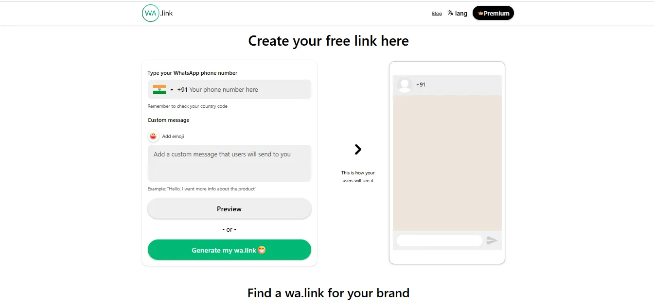Use WhatsApp's Official Link Generator